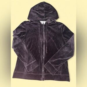 Route 66 Black Velour Double Zipper Zip Up